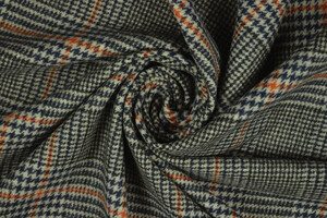 Tweed di lana Principe di Galles beige nero