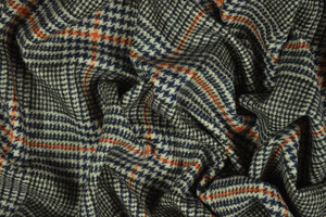 Tweed di lana Principe di Galles beige nero