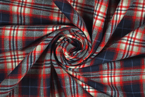Flanella di cotone scozzese blu bianco rosso