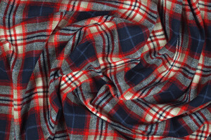 Flanella di cotone scozzese blu bianco rosso