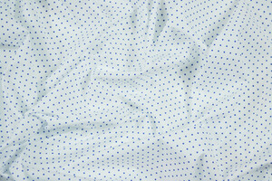 Cotone camiceria popeline cotone elasticizzato bianco a pois blu
