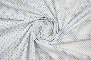 Cotone camiceria popeline cotone elasticizzato bianco a piccoli pois blu