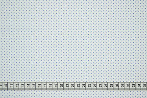 Cotone camiceria popeline cotone elasticizzato bianco a piccoli pois blu