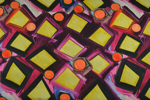 Denim di cotone stampa geometrica-astratta