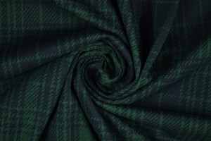 Punto Milano cotone stretch scozzese blu e verde