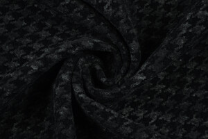 Lana cotta grigio scuro floccata pied de poule nero