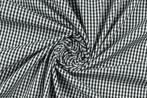 Puro cotone vichy bianco nero tinto filo