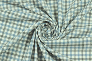 Flanella di cotone a quadri azzurro  e grigio
