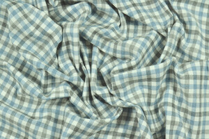 Flanella di cotone a quadri azzurro  e grigio