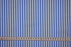 Popeline puro cotone camiceria a righe bianco e blu