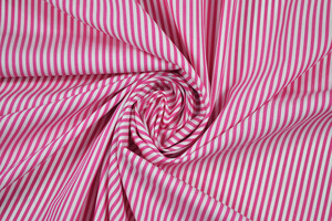 Popeline puro cotone camiceria a righe bianco e magenta