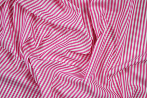 Popeline puro cotone camiceria a righe bianco e magenta