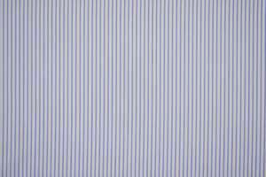 Popeline puro cotone camiceria bianco a righe azzurre