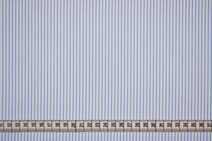 Popeline puro cotone camiceria bianco a righe azzurre