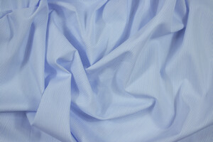 Cotone camiceria puro cotone bianco a righine azzurre