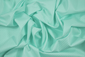 Cotone camiceria popeline puro cotone verde acqua a pois bianchi