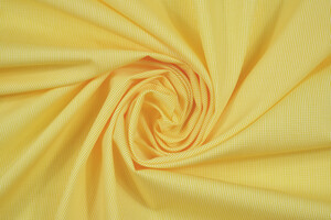 Popeline da camiceria in puro cotone micro-check bianco e giallo