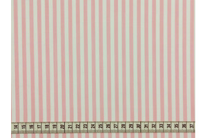 Popeline puro cotone a righe bianco e rosa tinto filo