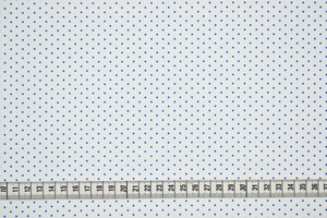 Cotone camiceria popeline cotone elasticizzato bianco a pois blu