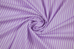 Popeline misto cotone stretch a righe bianco e lilla