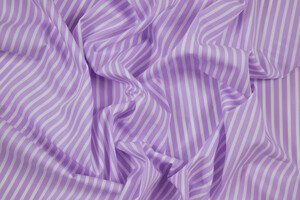 Popeline misto cotone stretch a righe bianco e lilla