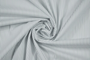 Popeline misto cotone stretch bianco a righe grigie