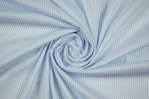 Popeline misto cotone stretch bianco a righe azzurre