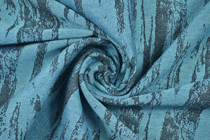 Tessuto jacquard trama grossa striato celeste e grigio