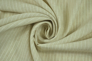 Puro lino beige a righe bianche in tinto filo