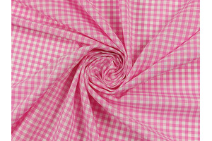 Lino e cotone vichy bianco e rosa tinto filo