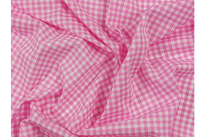 Lino e cotone vichy bianco e rosa tinto filo