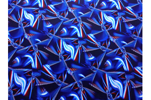 Jersey di poliestere stretch blu fantasia astratta