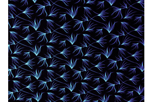 Jersey di poliestere stretch nero fantasia botanica neon