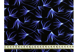 Jersey di poliestere stretch nero fantasia botanica neon