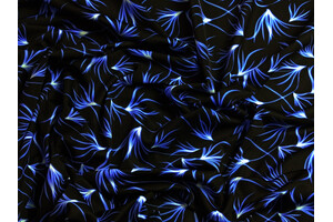 Jersey di poliestere stretch nero fantasia botanica neon