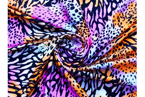 Lycra opaca animalier arancione e orchidea
