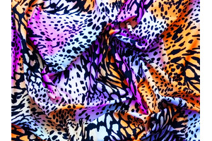 Lycra opaca animalier arancione e orchidea