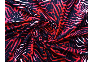 Lycra opaca zebrata nera e rosso fragola