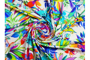 Lycra opaca bianca fantasia floreale 200g