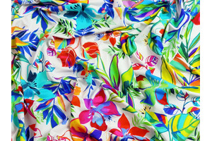 Lycra opaca bianca fantasia floreale 200g