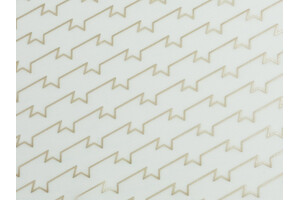 Lycra opaca bianca con grafica diagonale di linee oro