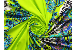 Lycra opaca verde acido fantasia foulard