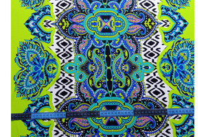 Lycra opaca verde acido fantasia foulard