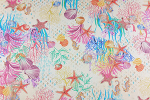 Chiffon di pura seta Fantasia Marina / Coralli