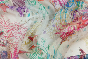 Chiffon di pura seta Fantasia Marina / Coralli