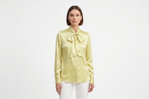 Raso di seta giallo chiaro stretch