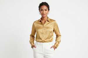 Raso di seta oro stretch