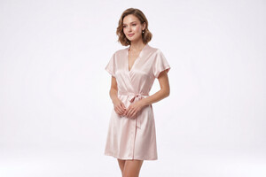 Raso di seta rosa cipria chiaro stretch