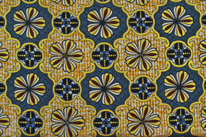 Cotone wax blu pavone e giallo senape Cotone wax blu pavone e giallo senape