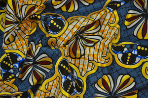 Cotone wax blu pavone e giallo senape